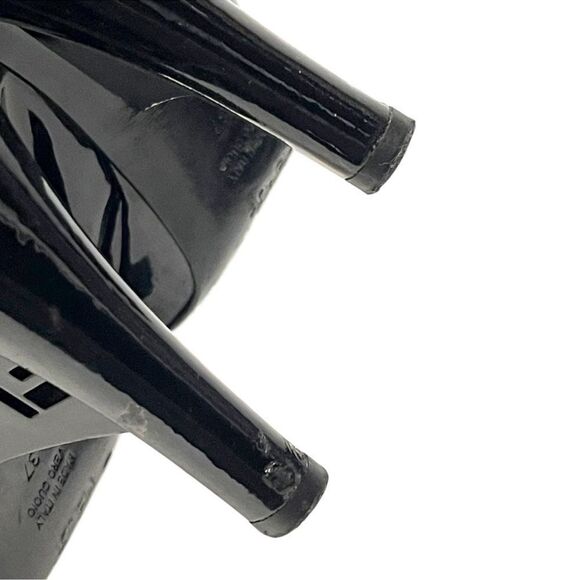 FENDI Patent Leather Slingback Logo Heel Peeptoe Sandals 37 - Picture 12 of 16